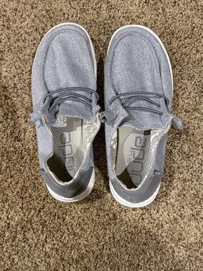 Hey Dude Sparkly Gray Slip-Ons - size 6